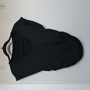 Black cuffed Tee with ruffled sides